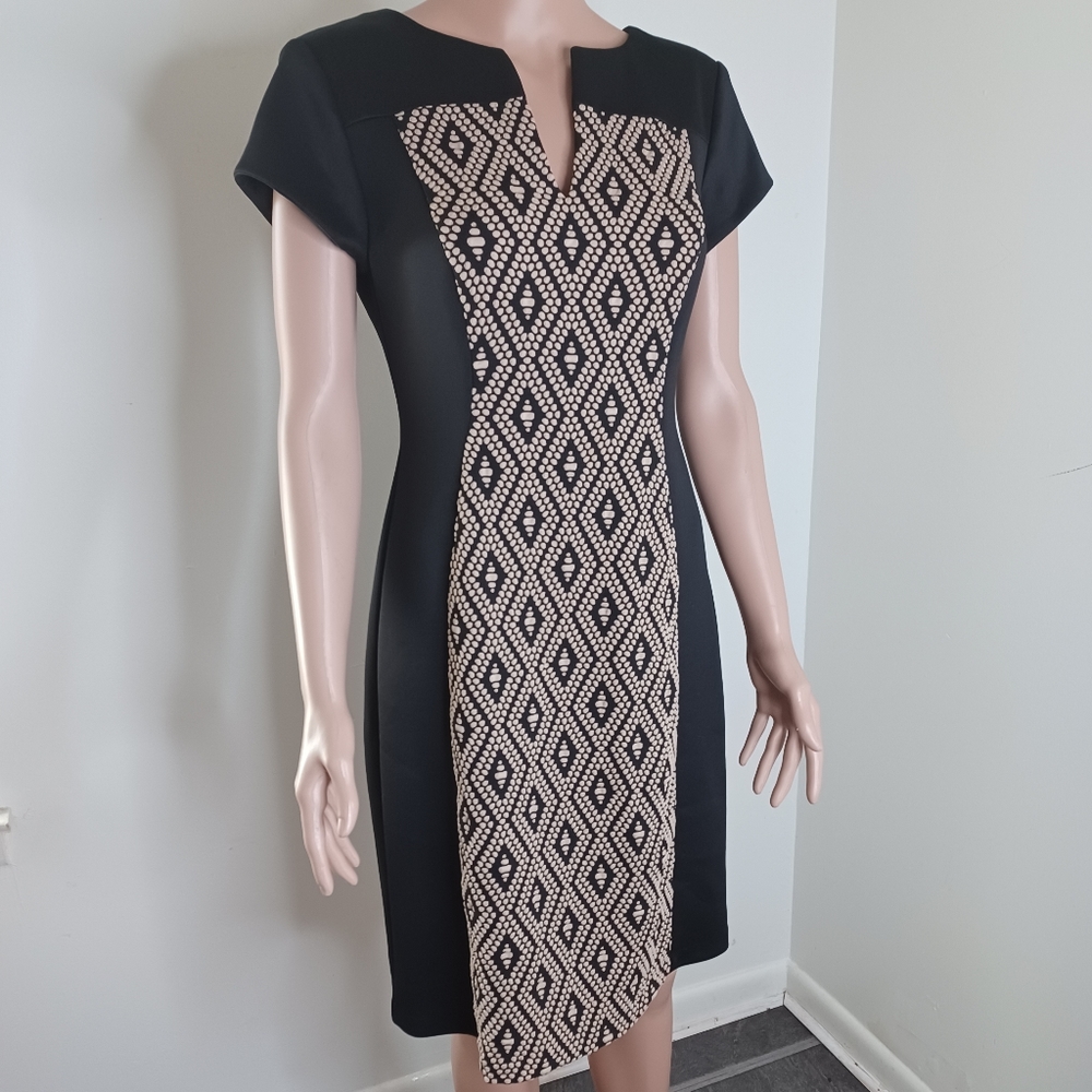 CONNECTED TORI PLAID CENTER PANEL WORK DRESS